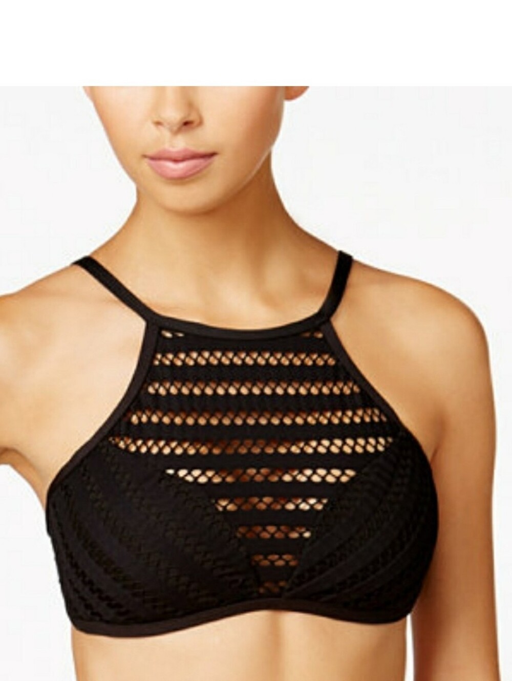 Kenneth Cole High Neck Black Bikini Top - Size Medium